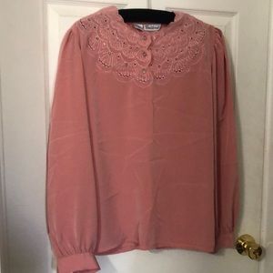Vintage Gailord creamy pink poly shirt, size 14